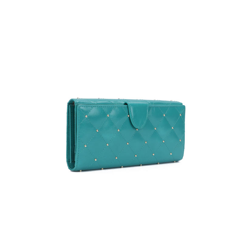 quilting leather women wallet with studs